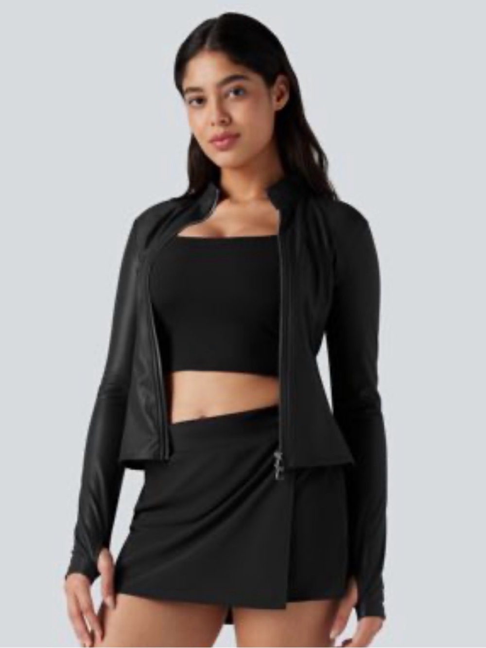 Halara Women's Black Zip-Front Jacket - Fits Like A Medium/Large